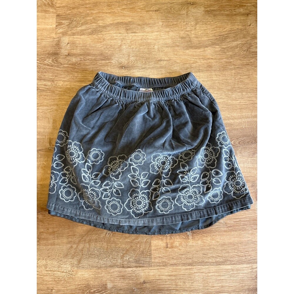 HANNA ANDERSSON Girls Velveteen embroidered gray lined Skirt Size 150/12
